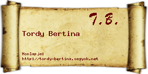 Tordy Bertina névjegykártya